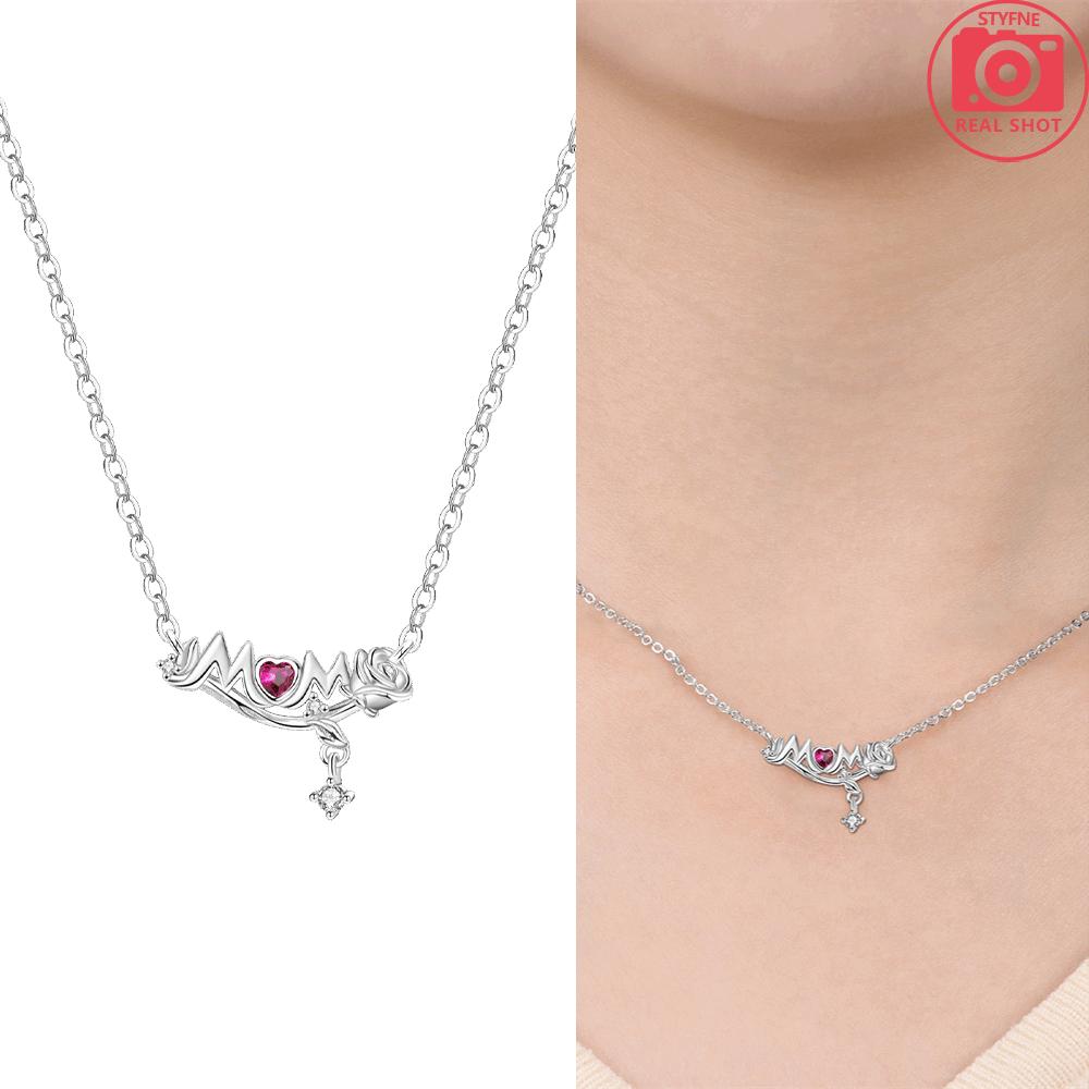 Pink Crown Necklace Rose Flower Women's Butterfly Necklace Bone Tassel Jewelry Original 925 Silver Valentine Gift Anniversary