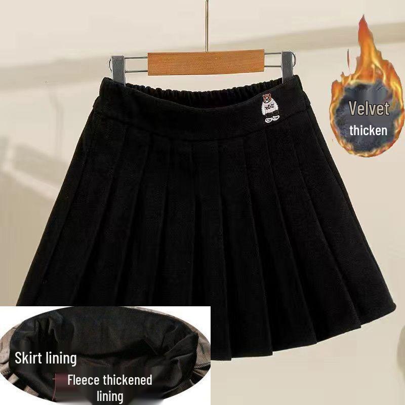 Клетчатая плиссированная юбка для девочек - Осень/Зима 2023, Модная короткая юбка в корейском стиле