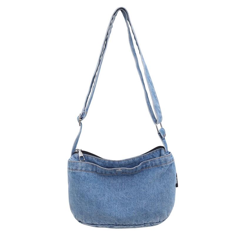 Casual Denim Mini Shoulder Bag With Inner Zipper Pocket For Daily Use