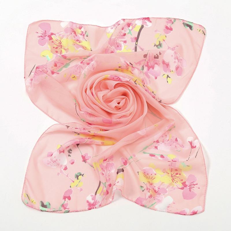 Summer Chiffon Printed Sunscreen Small Silk Scarf Scarf, Spring Thin Versatile Chiffon Neck Protection Small Yarn