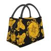 Golden Baroque Fashion Seamless Pattern Insulated Lunch Bags for Women Waterproof Cooler Thermal Bento Box Work Picnic