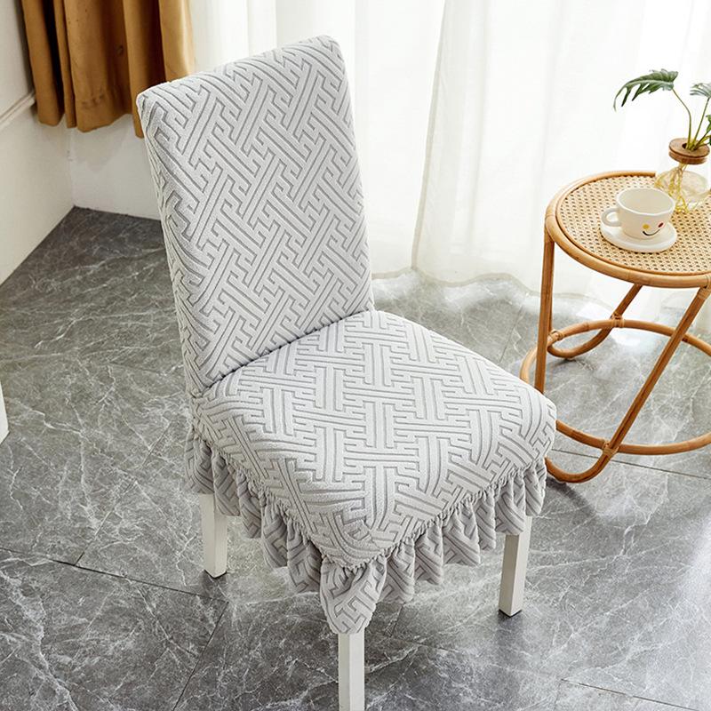 Жаккардовый стрейч чехол-юбка для обеденного стула на все сезоны