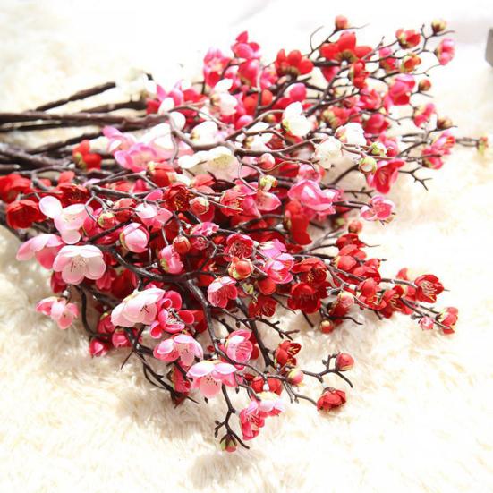 Artificial Flower Exquisite Non-fading Cloth Vivid Simulation Plum Blossom for Wedding