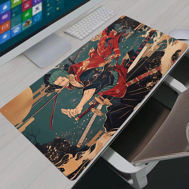 Mouse Pads Anime Gaming Accessories Mousepad Large Carpet Gamer PC Computer Keyboard Desk Mat Mausepad One Piece Zoro