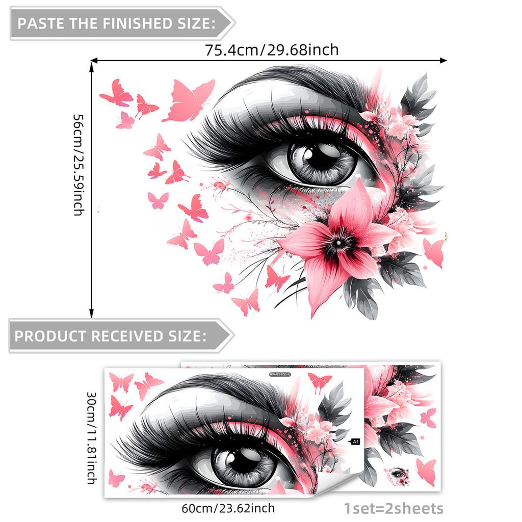 Искусство Цветок Бабочка Глаз Креативная Наклейка на Стену Спальня Гостиная Домашняя Атмосфера Декоративная Наклейка на Стену Самоклеящаяся