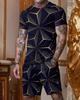 Male Casual Suit Fashion Summer Print T-shirt + Shorts 2 Piece Set O Neck Men's Sportswear Streetwear Tracksuit Men