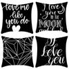 New Simple Series Pillowcase Black White Letter Printed Pillowcase Sofa Cushion Cover