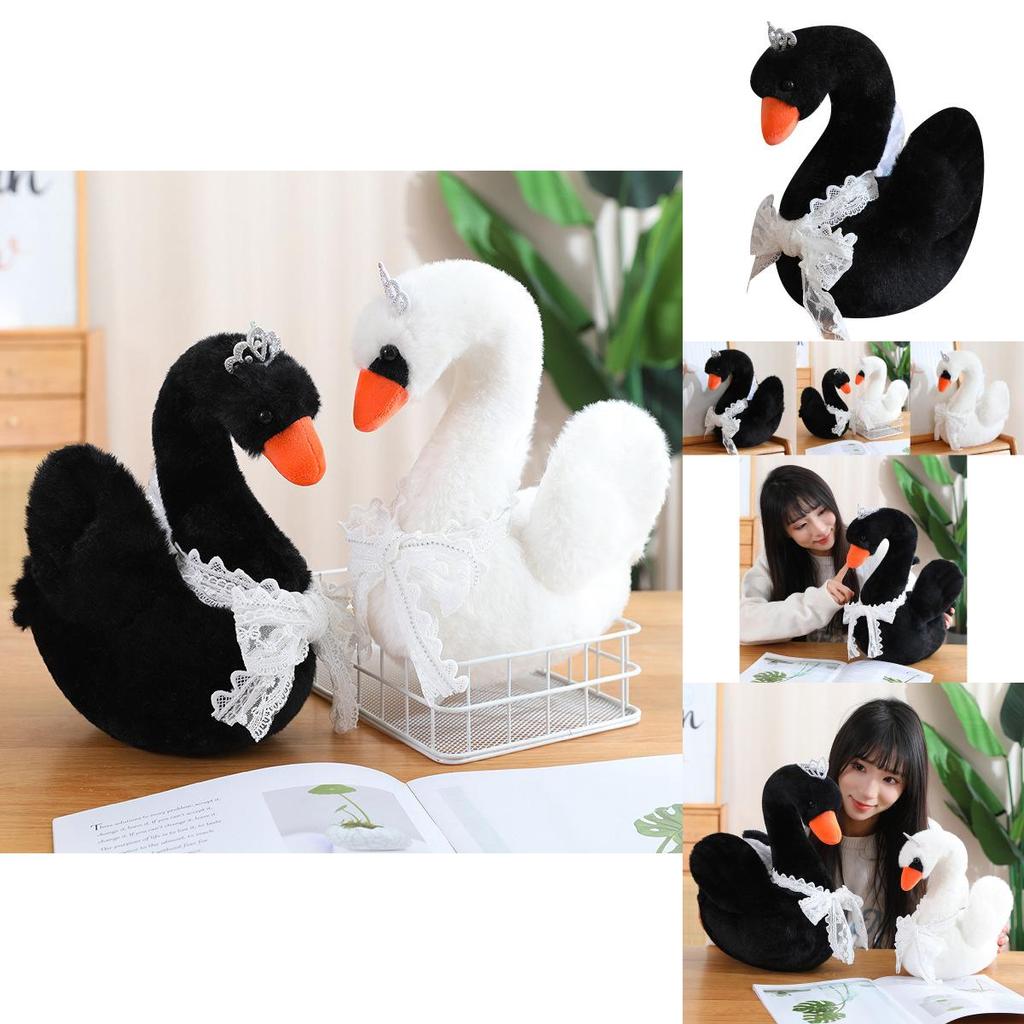 Adorable White And Black Plush Swan Stuffed Animal Doll For Home Decoration And Gift Giving