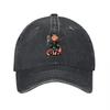 Vintage Cat Warrior Embroidered Canvas Dad Hat Black Washed Baseball Cap with Detailed Animal Design and Classic Fit Style