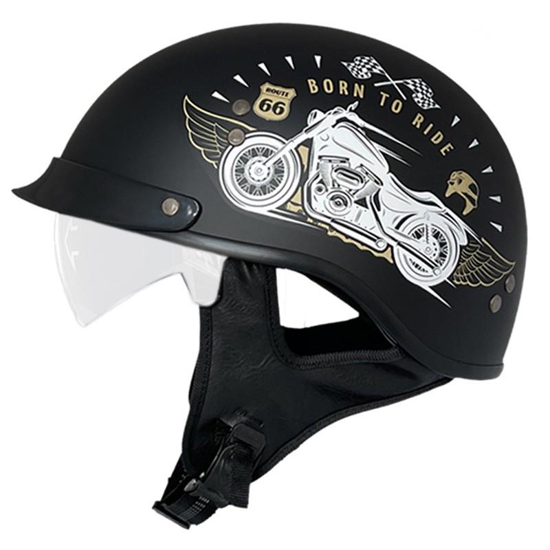 Unisex Full-Visor Half Helmet Scooter Motorcycle Riding Adult Safety DOT Certified ABS