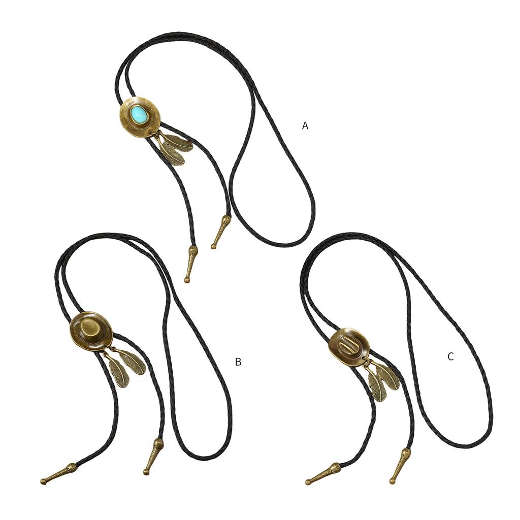 Elegant Bolo Tie with Cowboy Hat Pendant Carved Necktie Western Necklace Cool Bolo Tie Western Cowboy Costume