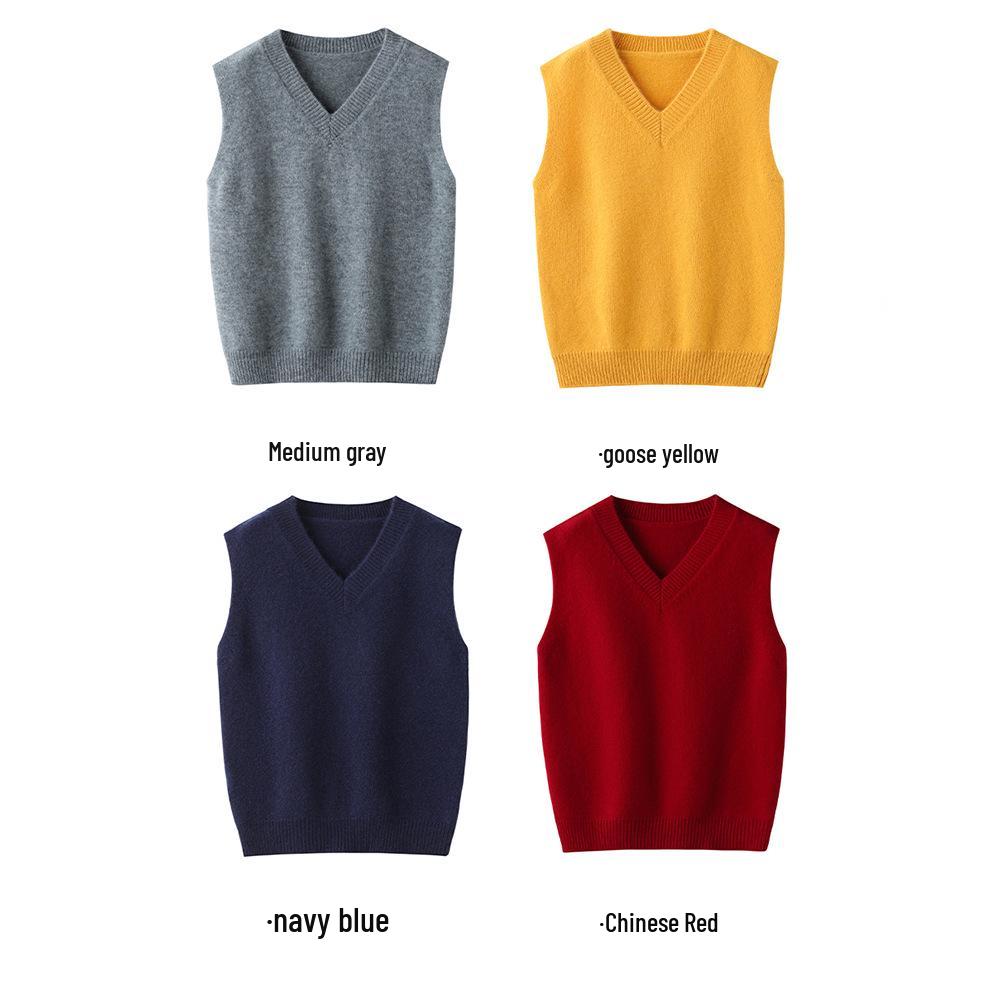 Новый детский sleeveless свитер с V-образным вырезом из 100% шерсти