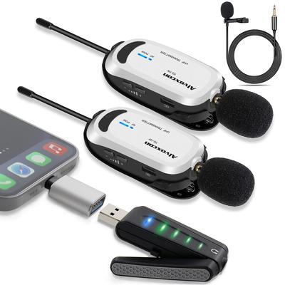 Беспроводной микрофон USB Alvoxcon Беспроводной микрофон ПК-микрофон Телефон Android iPhone Штыревой микрофон с разъемом для наушников Громкоговоритель UHF Recording