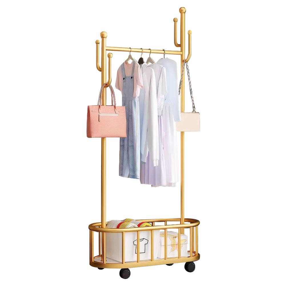 Вешалка для одежды с корзиной, стойка для пальто, передвижная вешалка для одежды на колесах для пальто, юбок, рубашек, свитеров