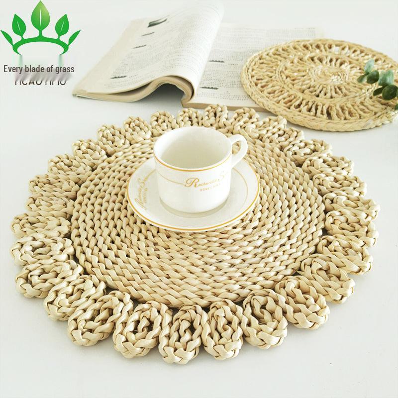 Плетёная подставка под кастрюлю из кукурузных листьев, термостойкая, и подставка-костер