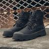 2024 Осень Зима Модные мужские ботинки на шнуровке с круглым носком, кожаные высококачественные удобные черные кожаные повседневные ботинки на платформе