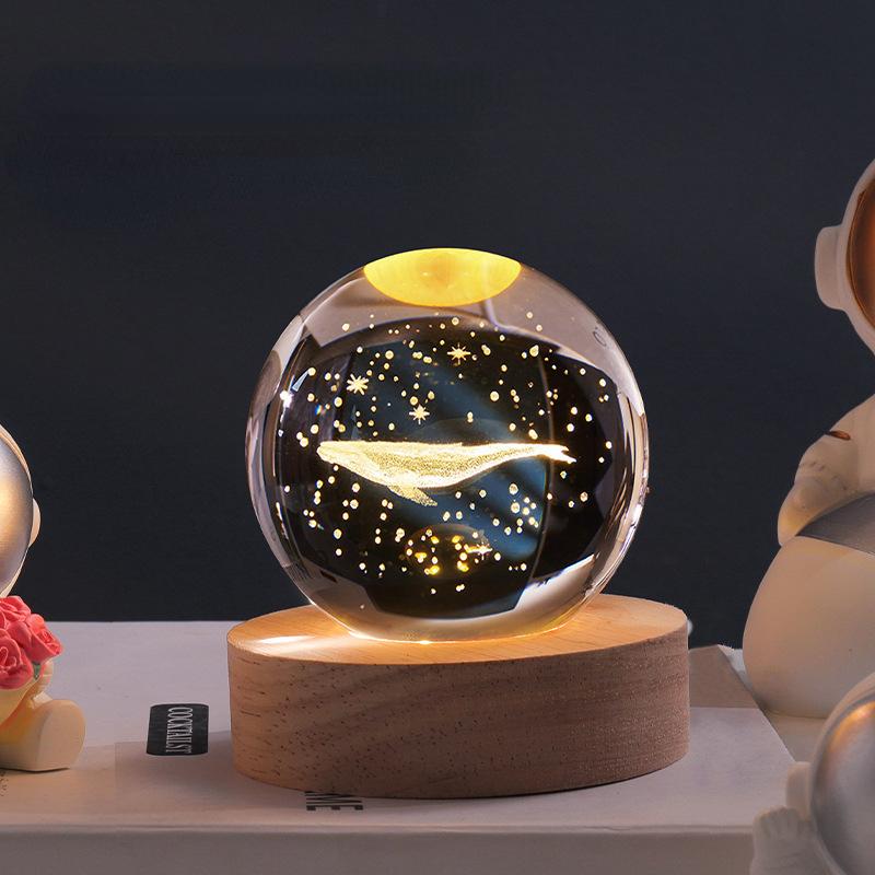 Xmas Creative Sun Galaxy Glowing Crystal Ball Ornament Milky Way Night Light Bedroom Bedside Decorations Christmas Gift Desktop Decor