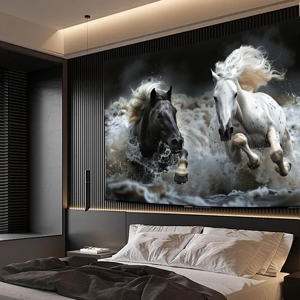 Majestic black and white horse tapestry-perfect living room bedroom office decoration tapestry 150x230cm