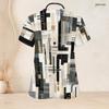 Women Plus Size Geometric Printed Scrub Top Keyhole Neck Short Sleeve With Front Pockets