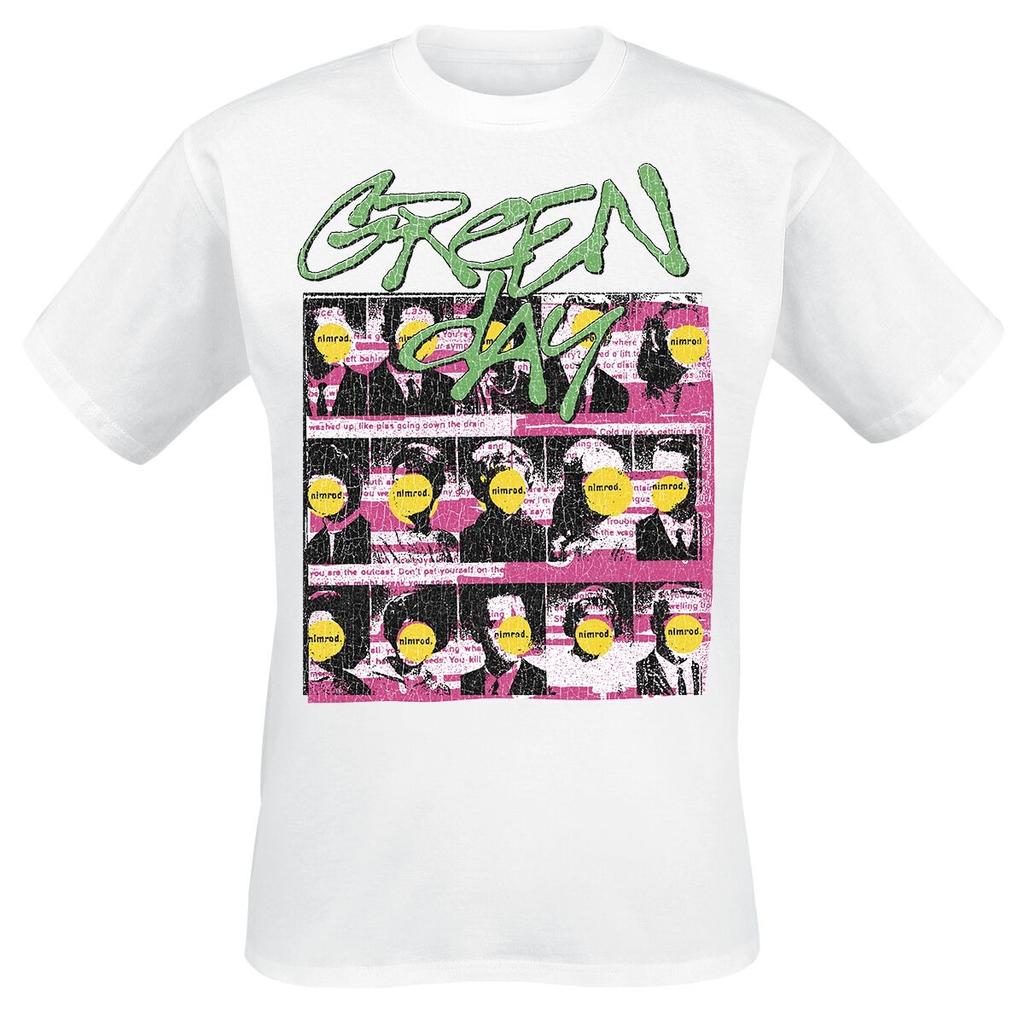 Green Day Nimrod Collage Portrait Print T Shirt 100 Cotton Casual Neutral Tee Punk Rock Streetwear