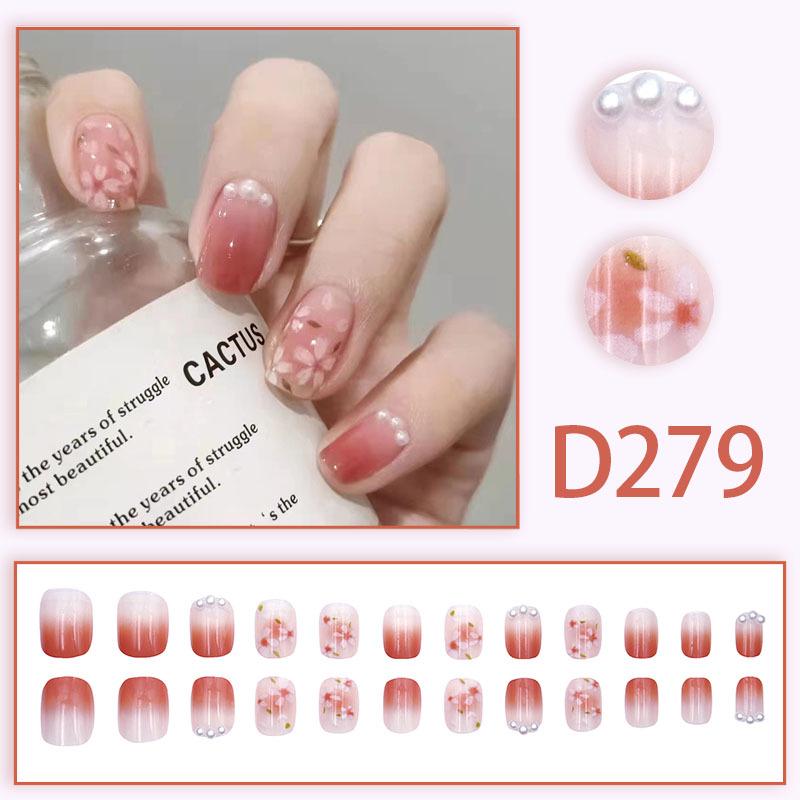 Sweet Fairy Detachable Press-On Nails: Cute Blush Translucent Finished Nails for Girls