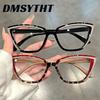 Cat Eye Clear Lens Glasses Retro Color Block Fashion Decorative Glasses Computer Spectacles For Women
