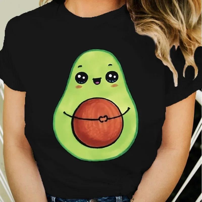 Beautiful Avocado Tshirt Womens Tops Summer Loose Cartoon Aesthetic Casual Tshirt Retro Harajuku Tshirt Ladies Street Wear