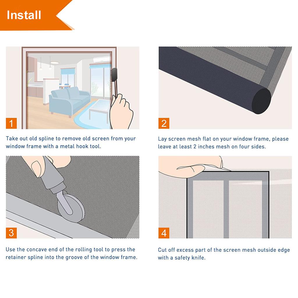 Замена оконного экрана — регулируемая сетка из нейлона, ПП/ПВХ своими руками — рулон экрана из прочного материала для оконных дверей и экрана для патио