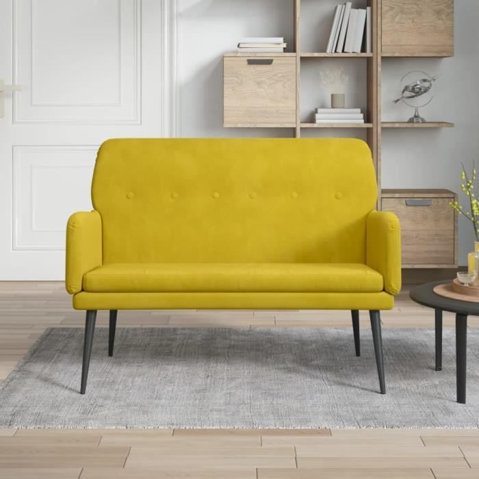 351420 vidaXL Bench Yellow 108x79x79 Cm Velvet