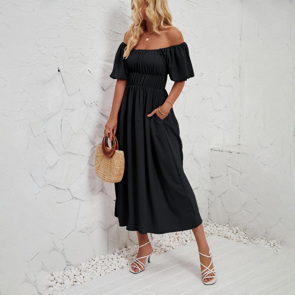 Летнее женское модное однотонное плиссированное платье без бретелек длиной до щиколотки с v-образным вырезом