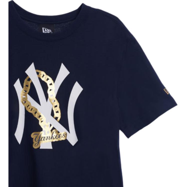 New Era Серия MLB Нью-Йорк Янкиз Повседневная футболка с круглым вырезом и коротким рукавом Унисекс Темно-синий 13702553
