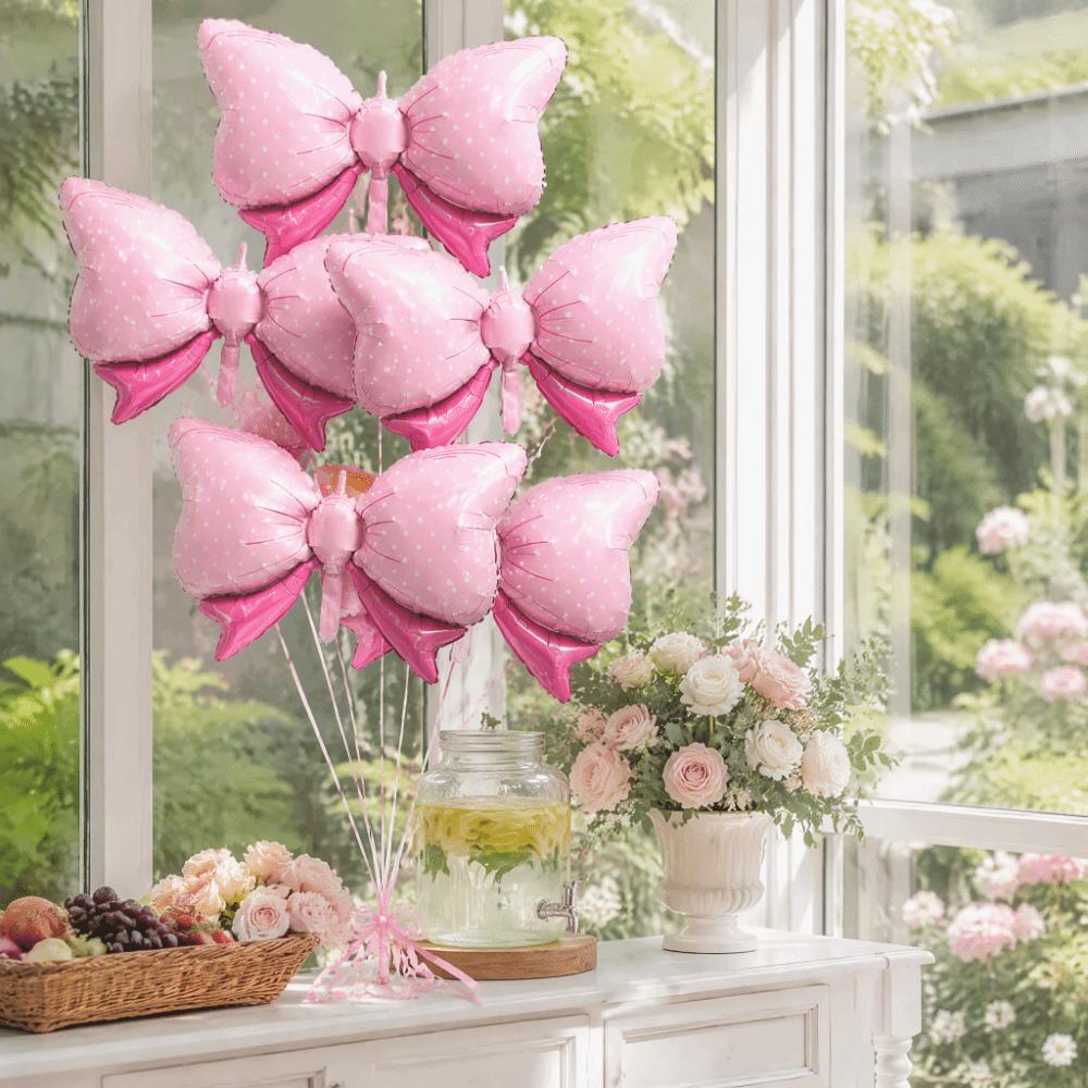 6Pcs Reusable Bow Balloons Large Party Balloons Decorative Aluminum Foil Balloons Birthday Party