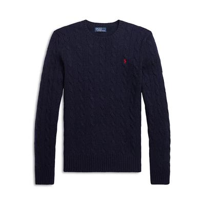 Polo Solid Logo Embroidered Cable Knit свитер женский свитер темно-синий 211910421-003