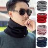 Men Scarf Winter Plush Lining Solid Color Scarf Solid Color Letter Logo Thickened Velvet Warm Knitting Neck Gaiter