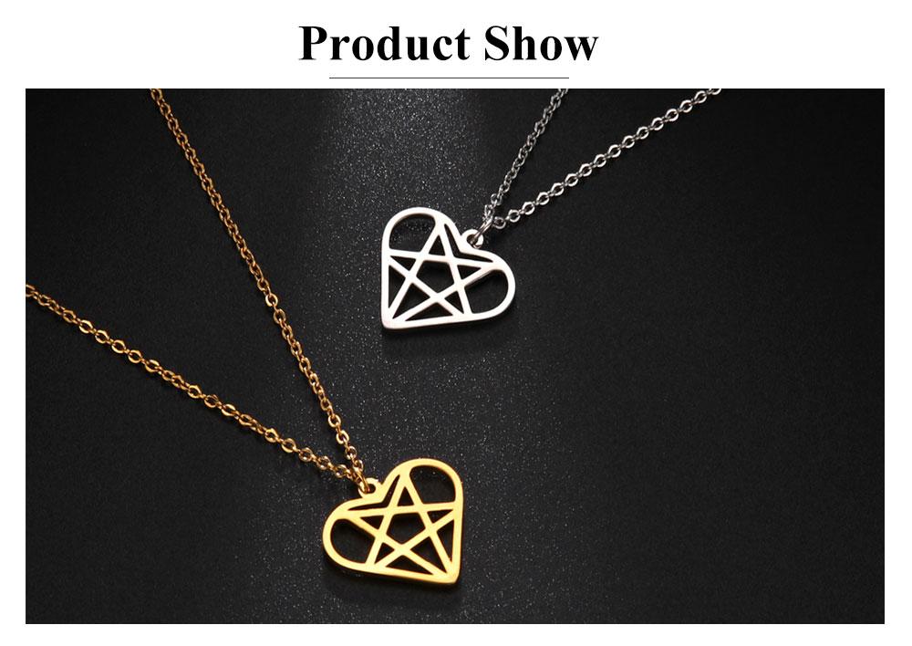 Cazador Pentagram Pentagonal Pendant Necklace for Women Heart Star Geometric Stainless Steel Chain Necklaces Jewelry Wholesale
