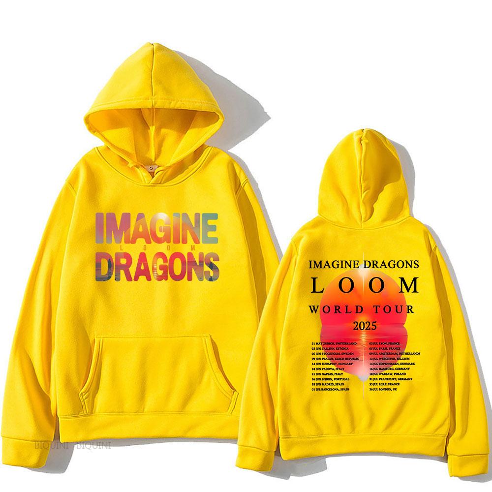 Худи Imagine Dragons Loom Tour Уличная одежда Унисекс Хип-хоп Толстовки с длинным рукавом Графическое худи Харадзюку Мужское Женское Худи