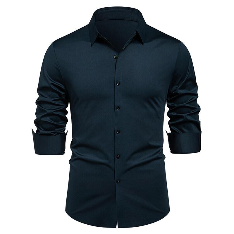 Business Casual Long Sleeve Shirt Men's Fashion Bottom Shirt Stretch Men's Shirt