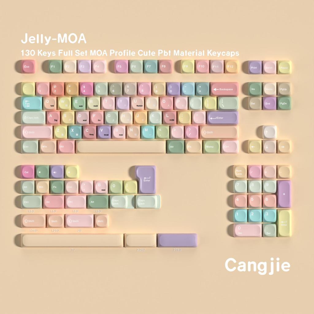 MOA Jelly PBT Колпачки для клавиш - Многоязычные раскладки (Корейский, Немецкий, Французский, Испанский, Бразильский, Русский) с Пробелом
