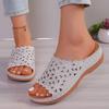 Fashion 2024 Retro Hollow Flower Women's Wedge Summer Slip-on Thick-Soled Women's Sandals Soft and Comfortable Open-Toe Slippers