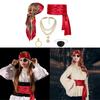 5Pcs Pirate Costume Accessories Captain Pirate Outfits Pirate Bandana Head Scarf Sash Necklace Earrings Eye Patches Set