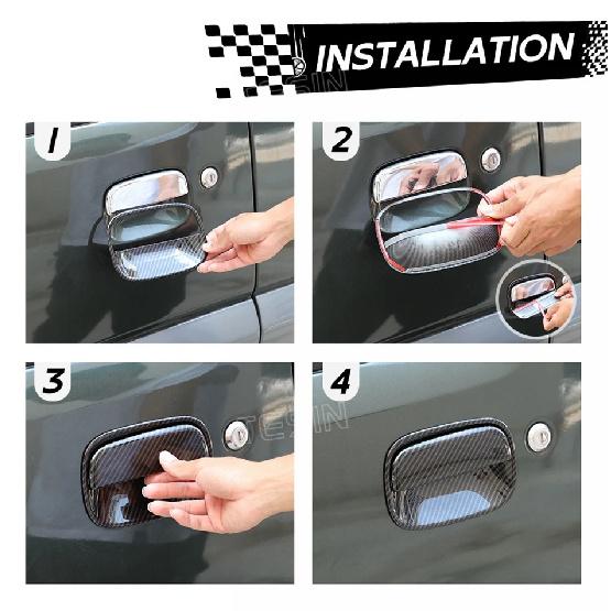 TESIN Car Door Handle Bowl Decoration Cover Stickers for Suzuki Jimny 2007-2012 2013 2014 2015 2016 2017 Exterior Accessories