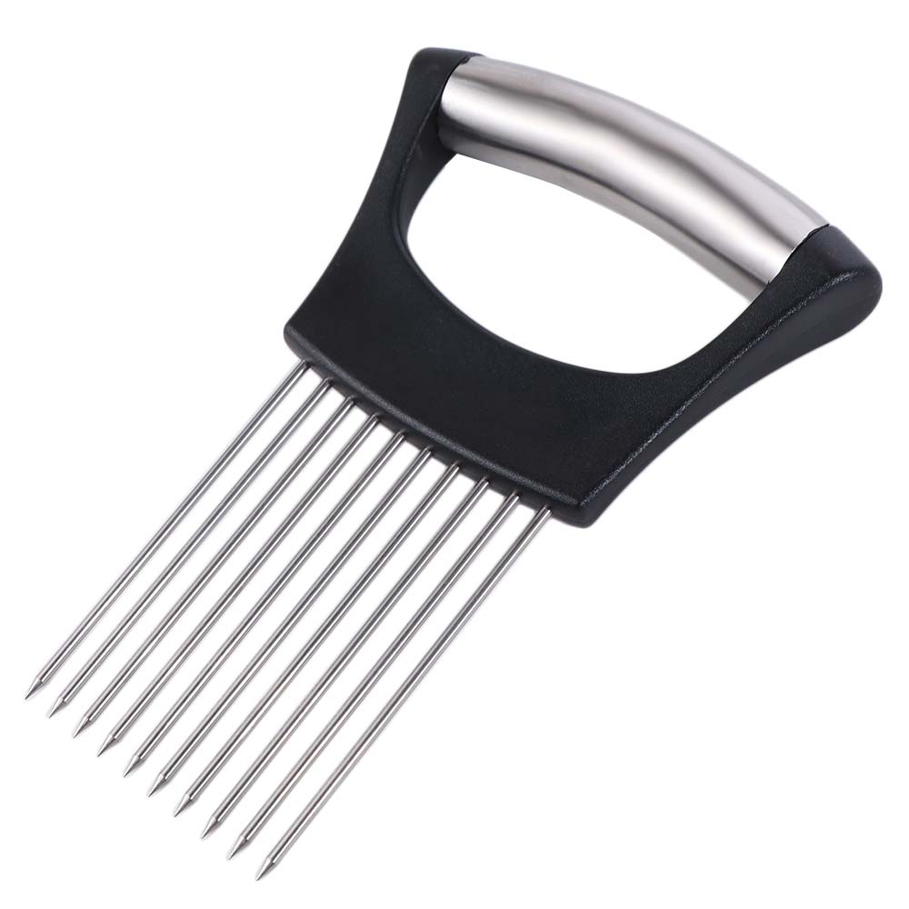 Full Grip Handle Onion Slicer Holder Black Meat Tenderizer Vegetables Cutting Fork Kitchen Gadgets