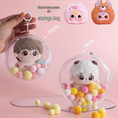 10см Прозрачная Круглая Плюшевая Кукла Сумка для Прогулок и Хранения