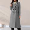 Двубортное тренч-пальто для женщин зимнее с лацканами с разрезом длинное из смесовой шерсти пальто-бушлат офисное рабочее пальто