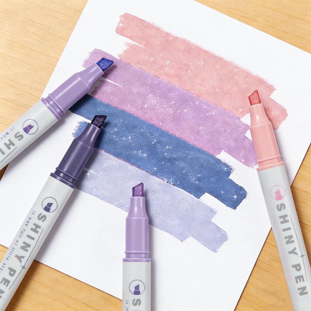 12 Colors Gel Highlighters with Glitter, Galaxy Hand Account Pens, Fluorescent Markers for Journaling, Planning, Drawing