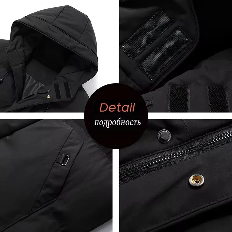 Зимняя теплая и толстая повседневная ветрозащитная куртка пальто мужская парка средней длины с капюшоном большого размера 8XL куртка пальто