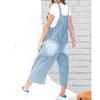 Модные ретро потертые отверстия свободные широкие штанины удобные повседневные джинсовые комбинезоны женские