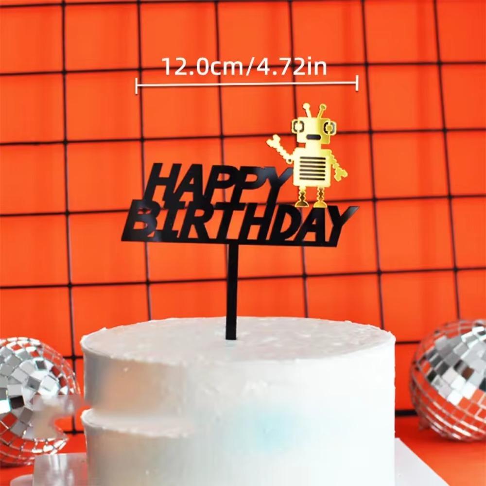 Robots Gear Cake Toppers Interactive Robot Decor Happy Birthday Boys Party Cupcake DIY Robot Theme Decorations Party Supplies