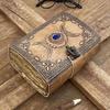 Leather Book Spell Book Journal for Men Women, Wicca Wiccan Pagan Witchcraft Writing Notebook, Blank Unlined Pages