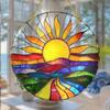 Large Colourful Sun Suncatcher 8x8" Stained Glass Effect Hanging Window Decor